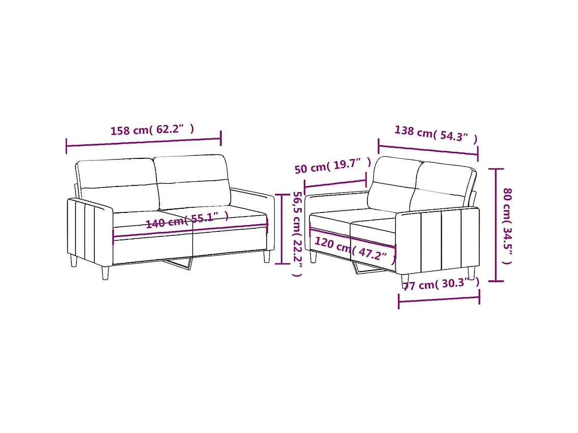 Juego de sofás con cojines 2 piezas tela gris oscuro
