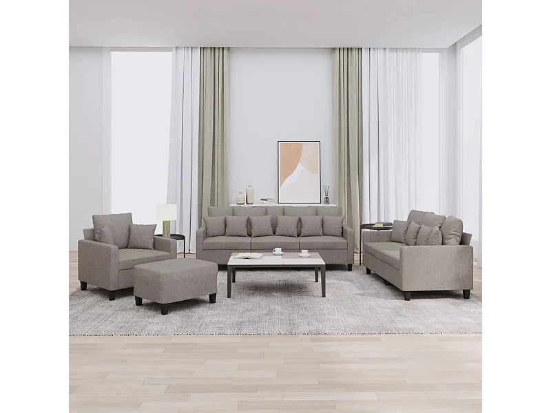 Ensemble de canapés 4 pièces avec coussins taupe tissu