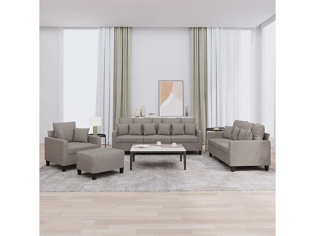 Juego de sofás con cojines 4 piezas tela gris taupe