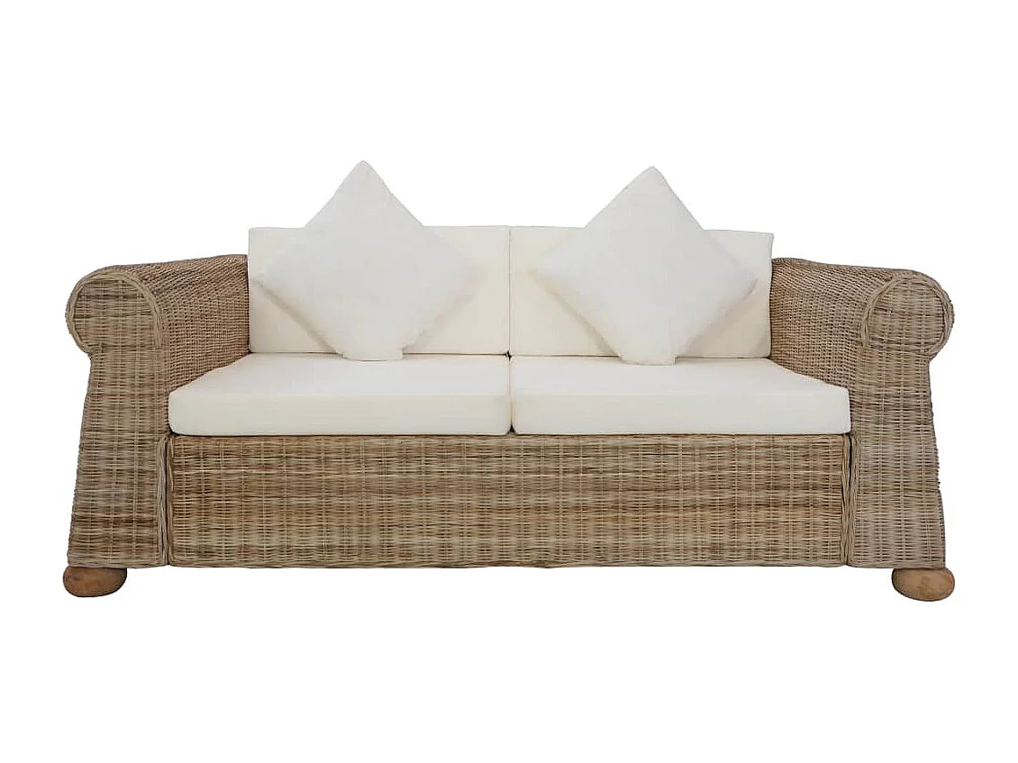 Ensemble de canapés 2 pièces avec coussins Rotin naturel