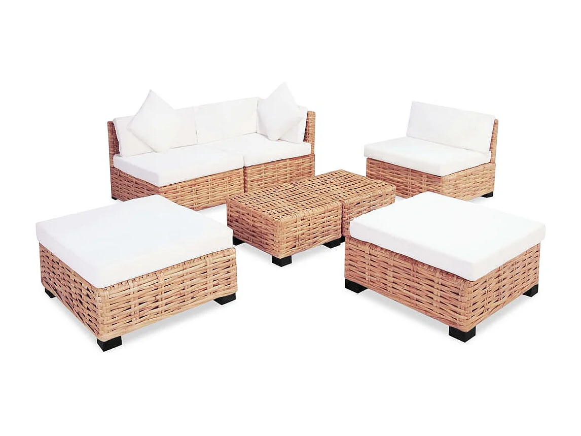 Jeu de canapés 18 pièces Rotin naturel