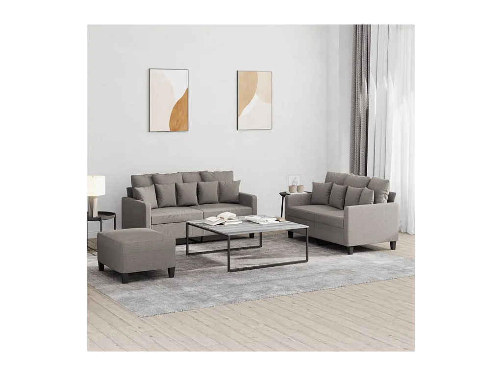 Ensemble de canapés 3 pièces avec coussins Taupe Tissu