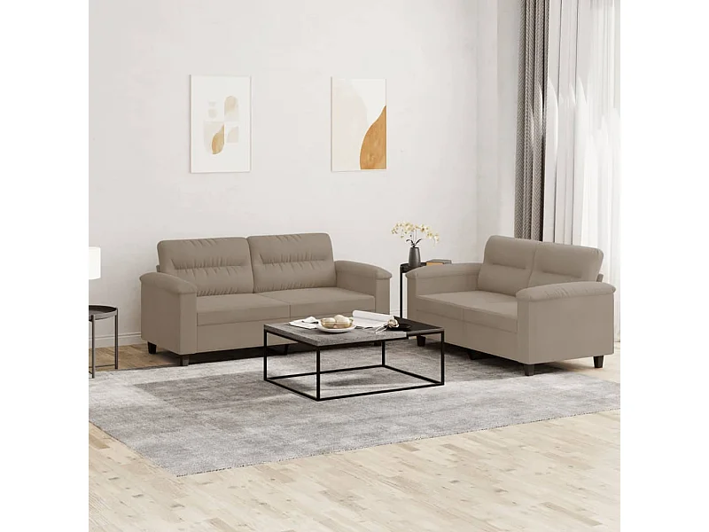 2-delige Loungeset met kussens microvezelstof taupe