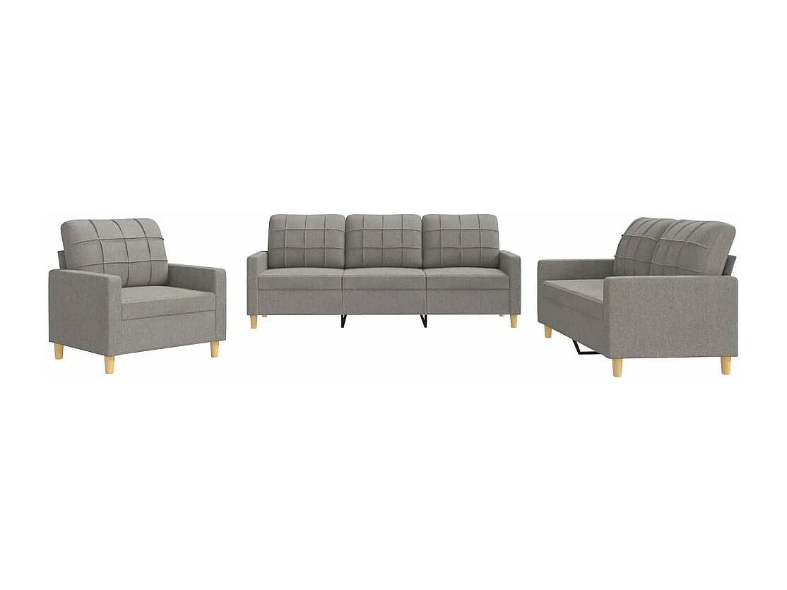 3-delige Loungeset met kussens stof taupe