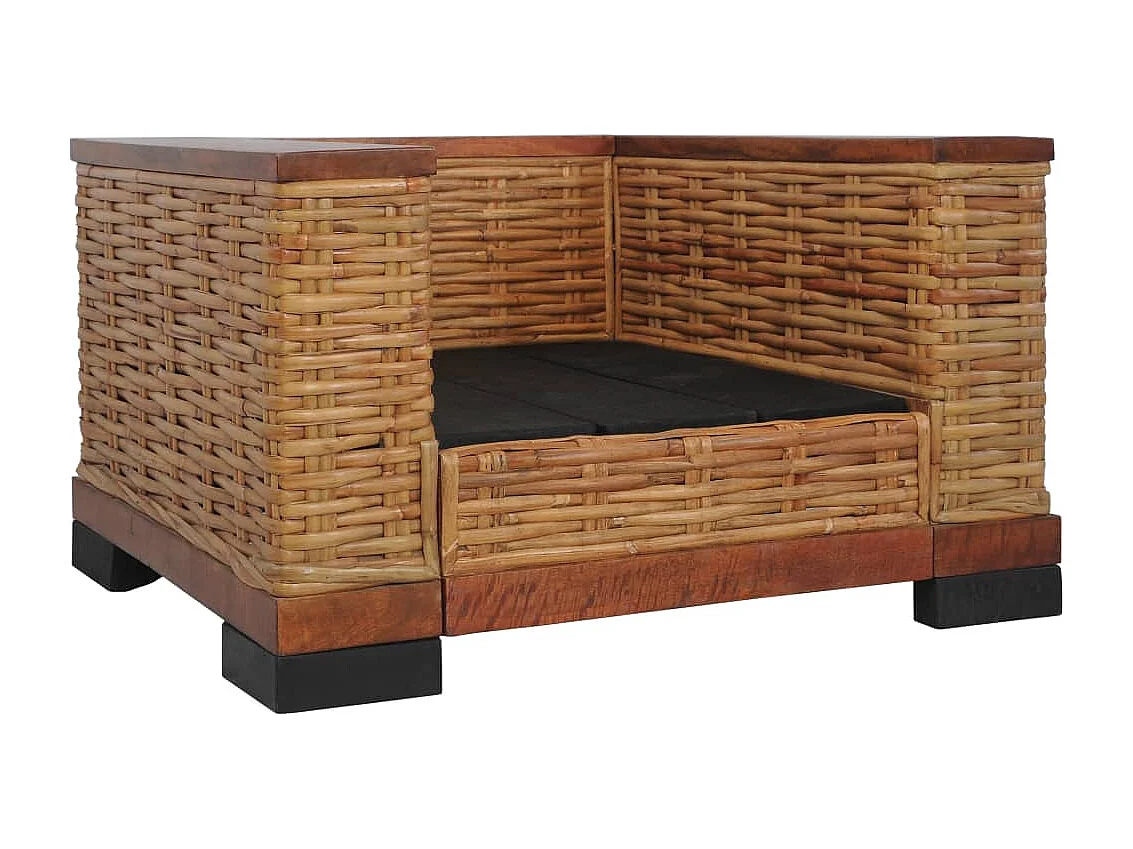 Juego de sofás con cojines 2 piezas de ratán natural marrón