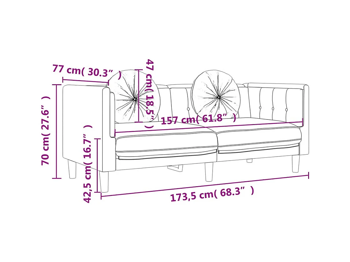 2-delige Loungeset met kussens fluweel lichtgrijs