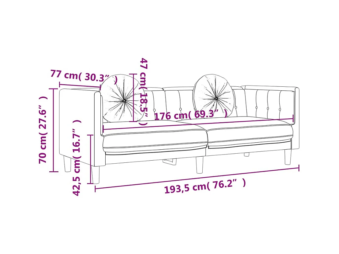 Ensemble de canapés 2 pièces avec coussins gris clair velours
