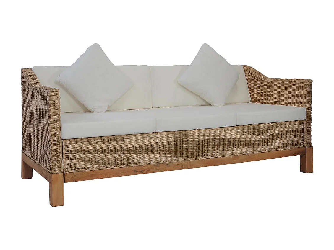 Ensemble de canapés 2 pièces avec coussins Rotin naturel