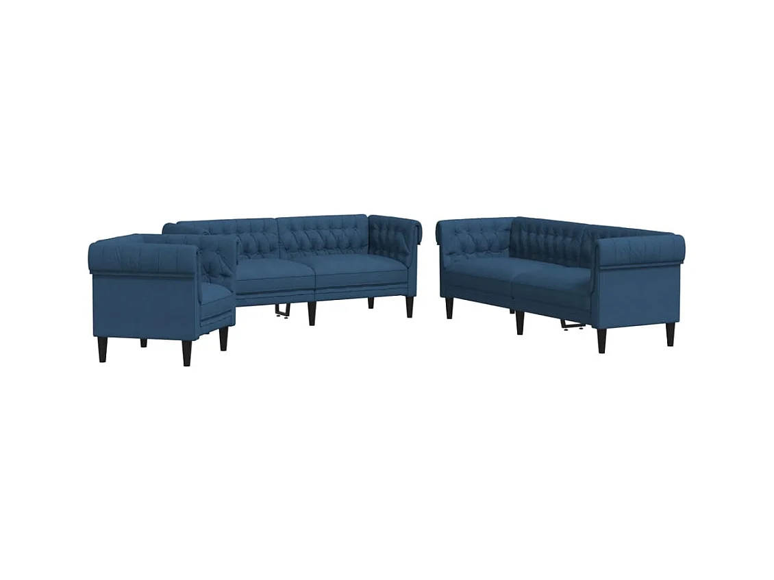 Ensemble de canapés 3 pièces bleu tissu