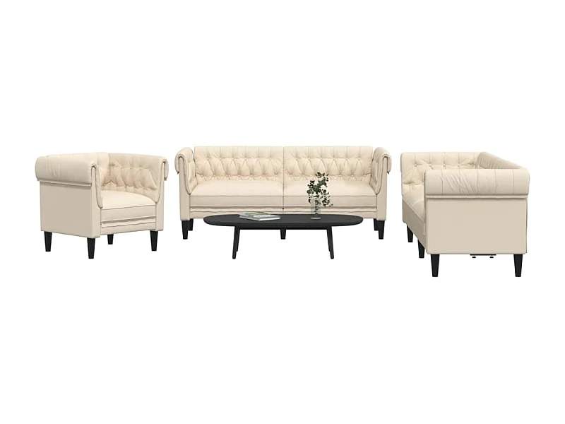 3 peças conjunto de sofás tecido cor creme