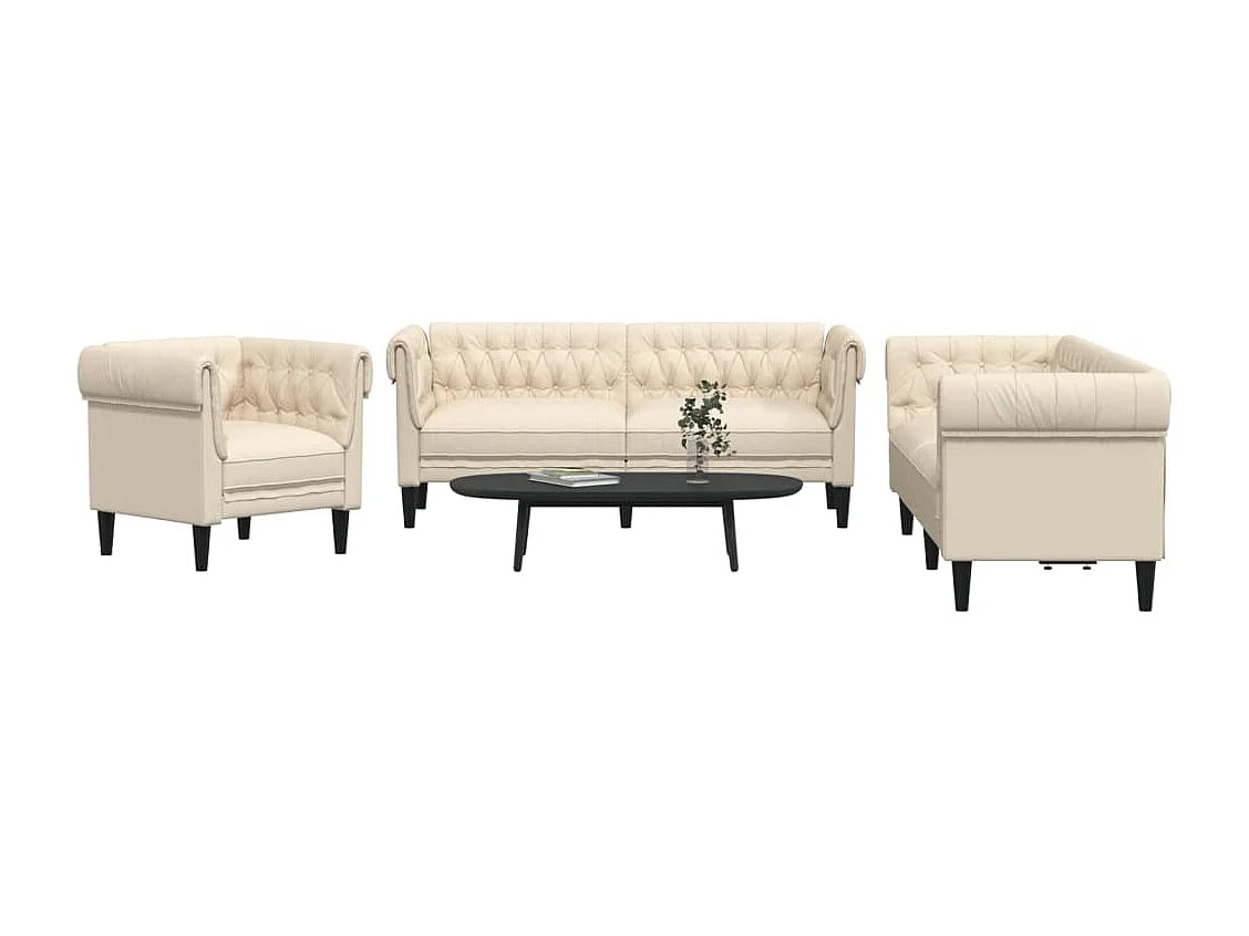 3 peças conjunto de sofás tecido cor creme