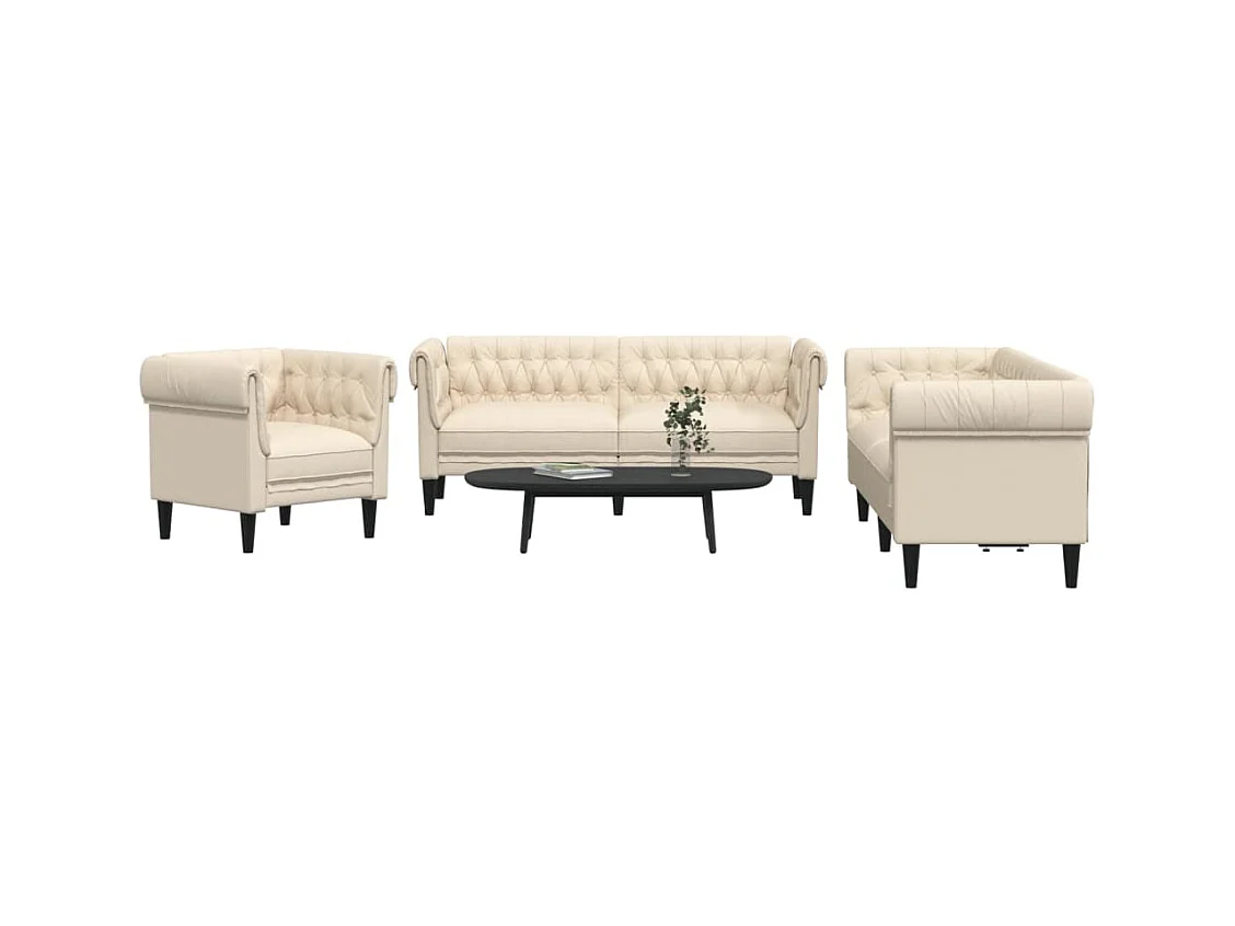 3-delige Loungeset stof crèmekleurig