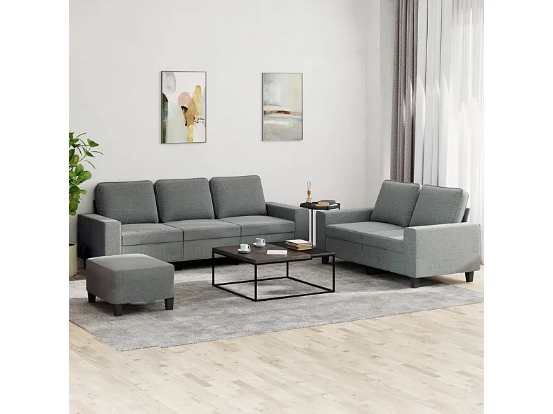 Ensemble de canapés 3 pièces gris foncé tissu