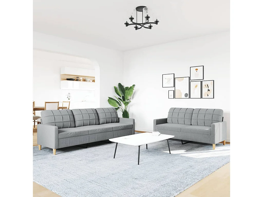 Ensemble de canapés 2 pièces gris clair tissu