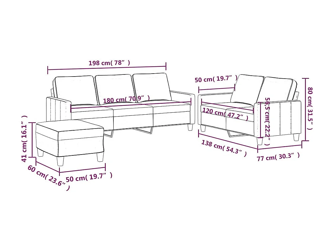 3-delige Loungeset met kussens fluweel blauw