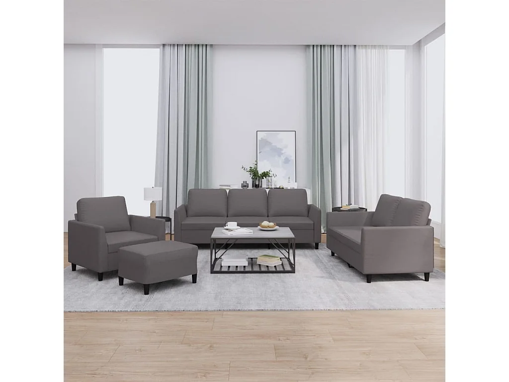 Ensemble de canapés 4 pièces avec coussins Gris Similicuir