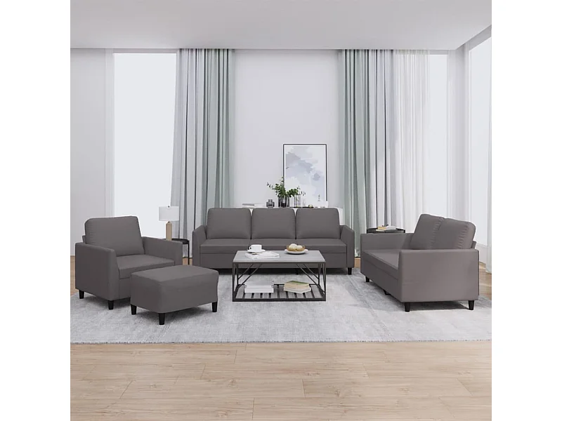 4-delige Loungeset met kussens kunstleer bruin