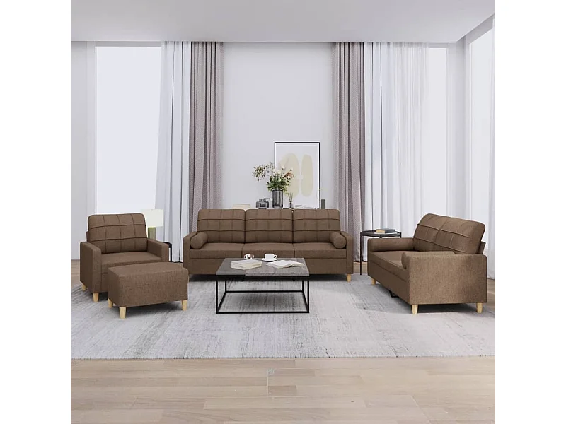4-delige Loungeset met kussens stof bruin