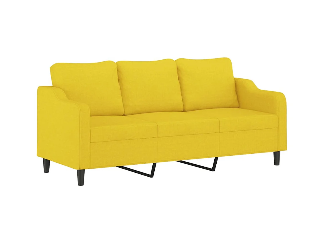 Ensemble de canapés 2 pièces avec coussins Jaune clair Tissu