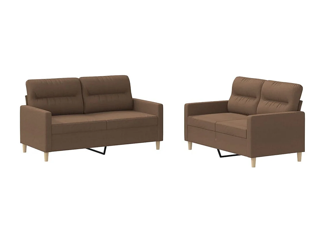 Ensemble de canapés 2 pièces avec coussins Marron Tissu