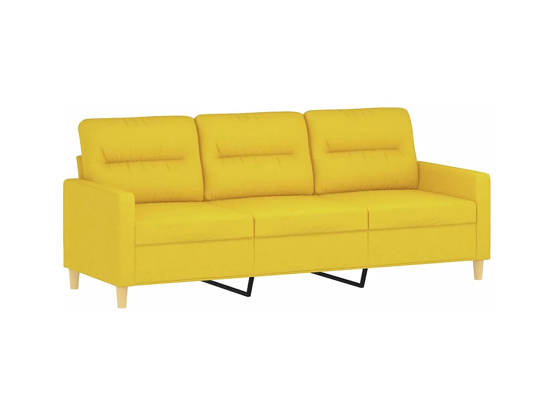 Ensemble de canapés 3 pièces avec coussins Jaune clair Tissu