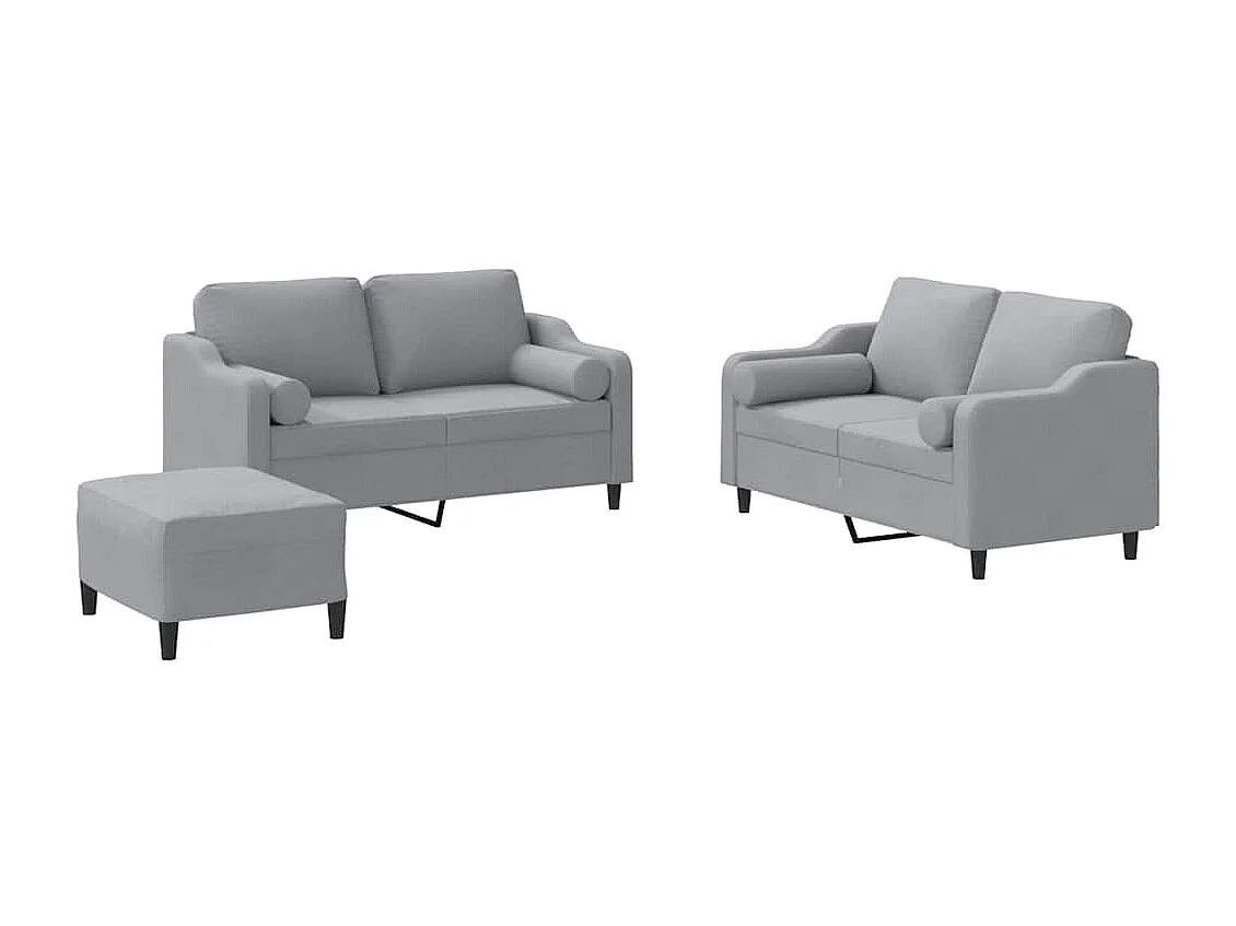 Ensemble de canapés 3 pièces coussins gris clair tissu