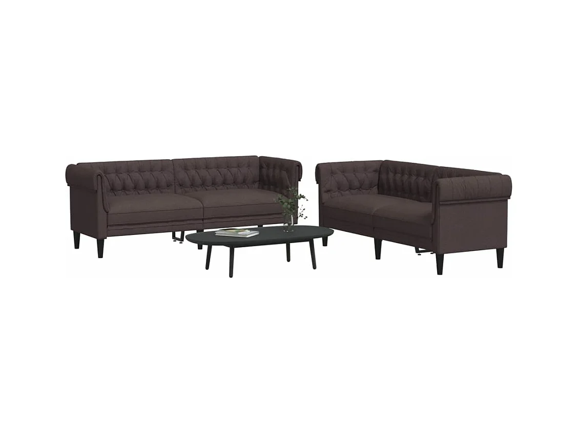 Ensemble de canapés 2 pièces marron foncé tissu