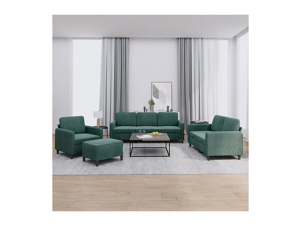 Ensemble de canapés 4 pièces vert foncé velours