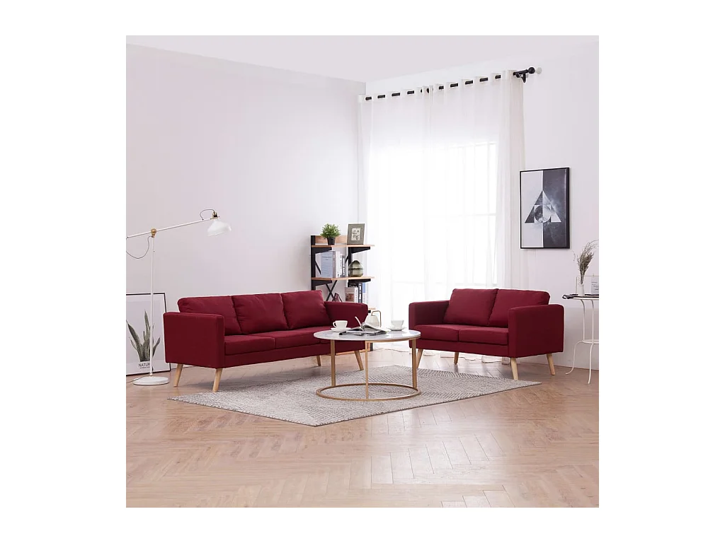 Ensemble de canapé 2 pièces Tissu Rouge bordeaux