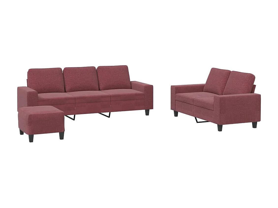 3-delige Loungeset stof wijnrood