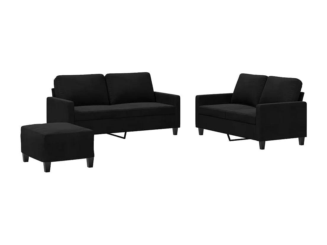 Ensemble de canapés 3 pièces avec coussins Noir Velours