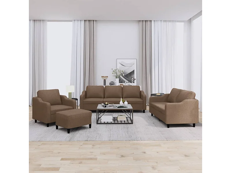 Ensemble de canapés 4 pièces avec coussins Marron Tissu