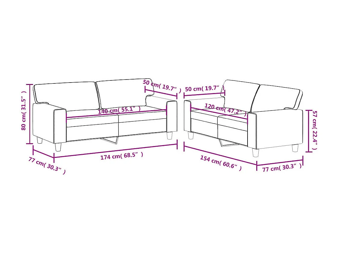 2-delige Loungeset kunstleer grijs