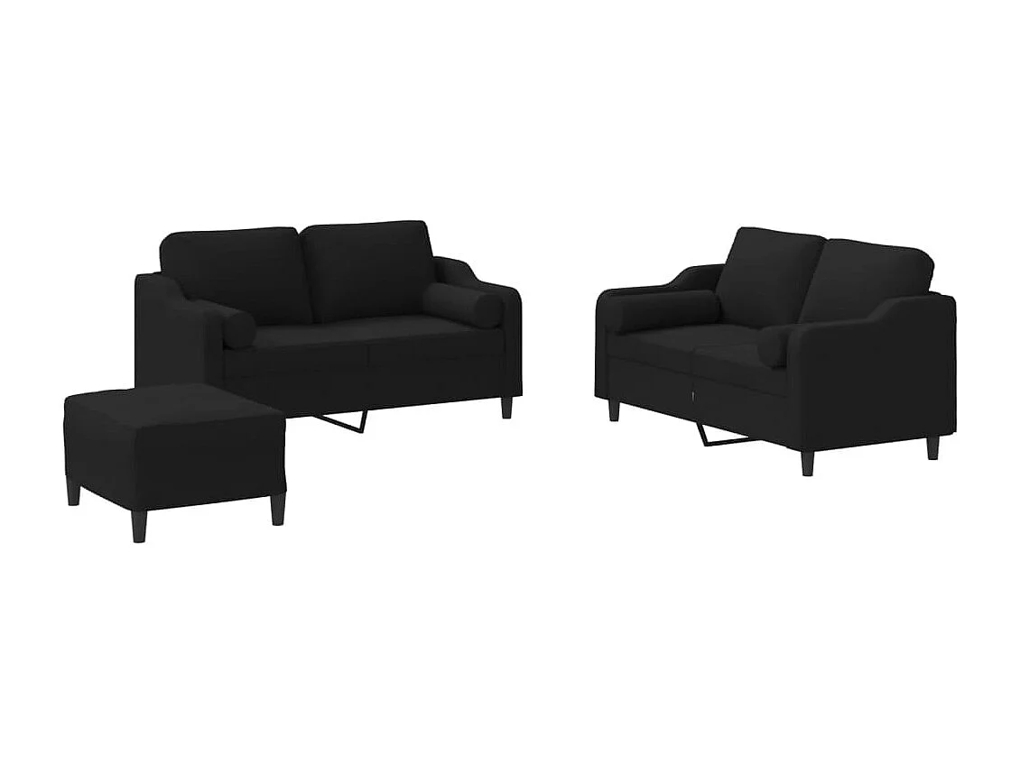 Juego de sofás con cojines 3 piezas tela negro
