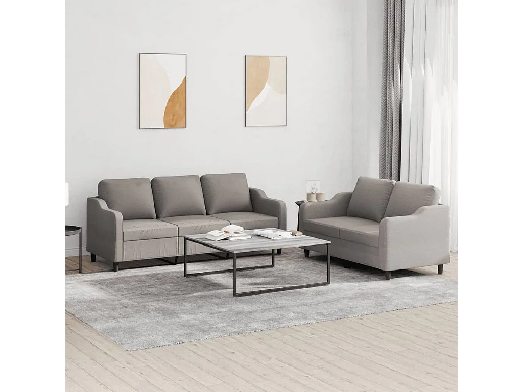 Ensemble de canapés 2 pièces avec coussins Taupe Tissu
