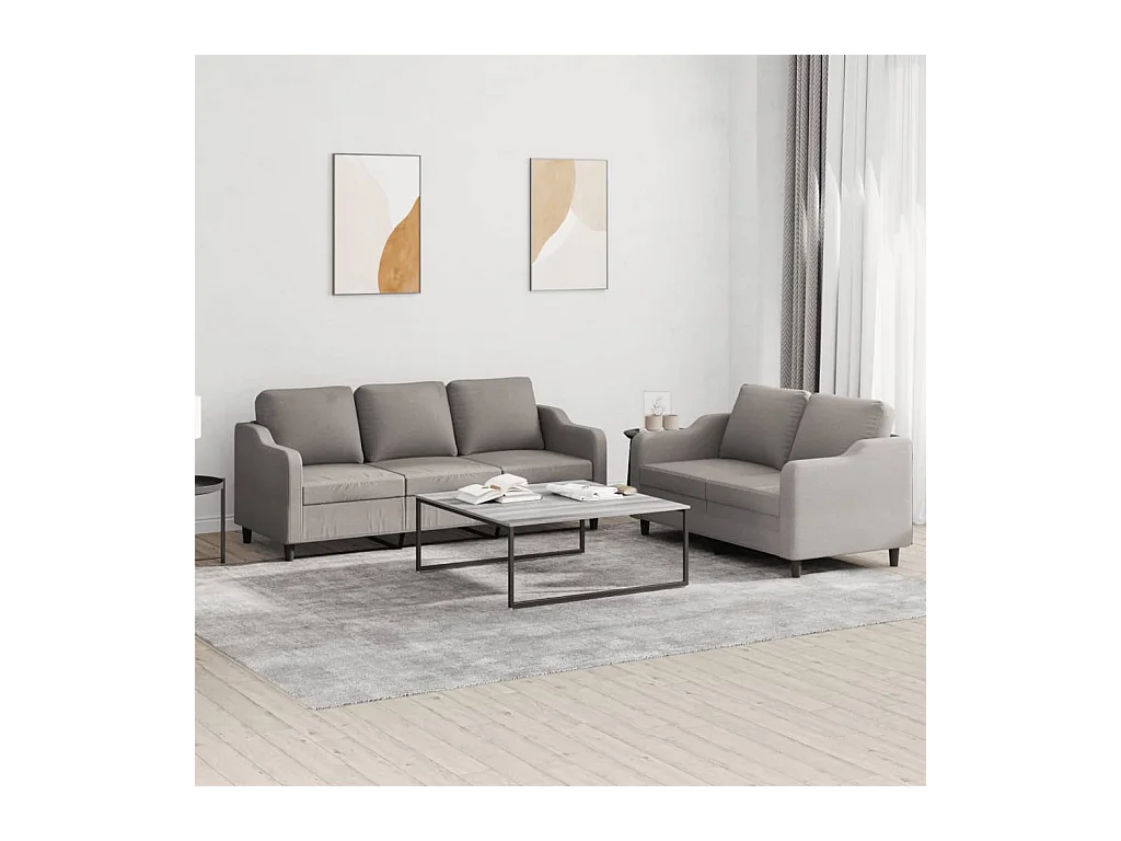 2-delige Loungeset met kussens stof taupe