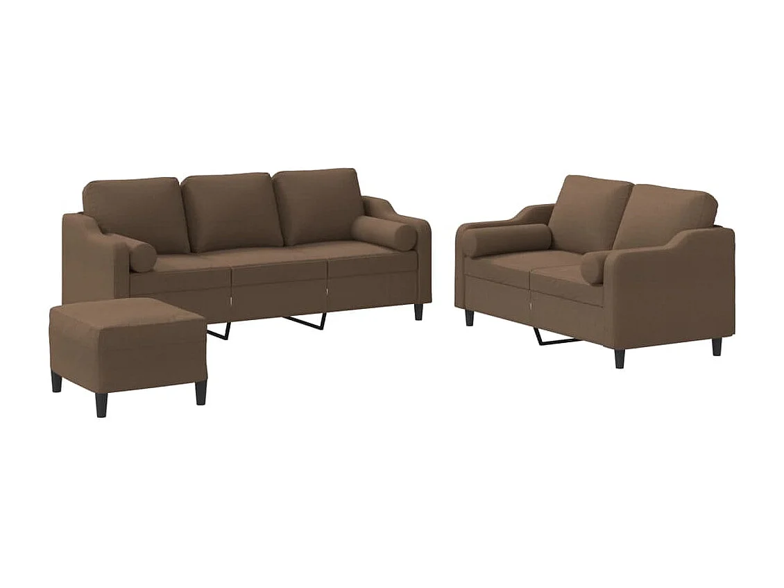 3-delige Loungeset met kussens stof bruin