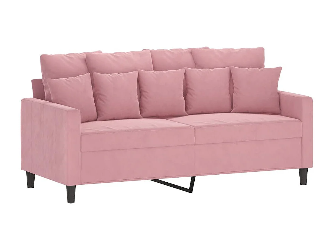 3 peças conjunto de sofás com almofadões veludo rosa