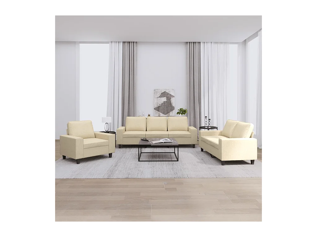 Ensemble de canapés 3 pièces crème tissu