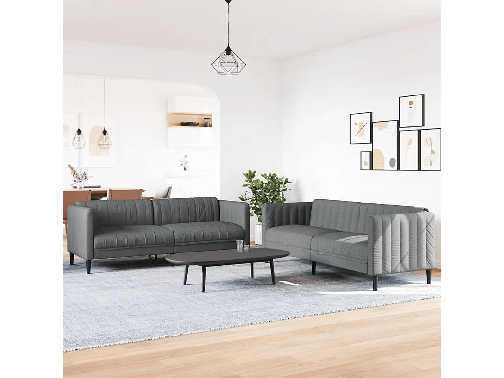 Ensemble de canapés 2 pièces gris foncé tissu