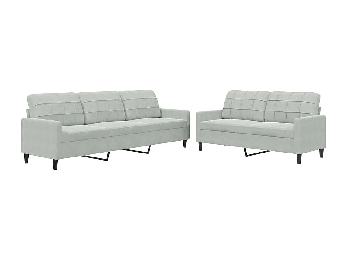 2-delige Loungeset met kussens fluweel lichtgrijs