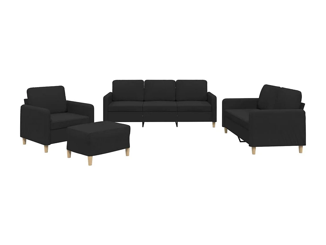 Ensemble de canapés 4 pièces avec coussins Noir Tissu