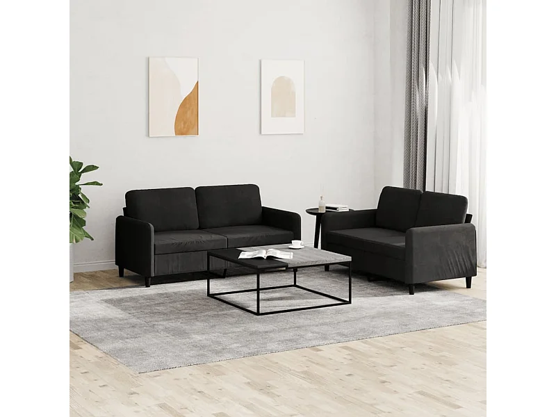 2-delige Loungeset fluweel zwart