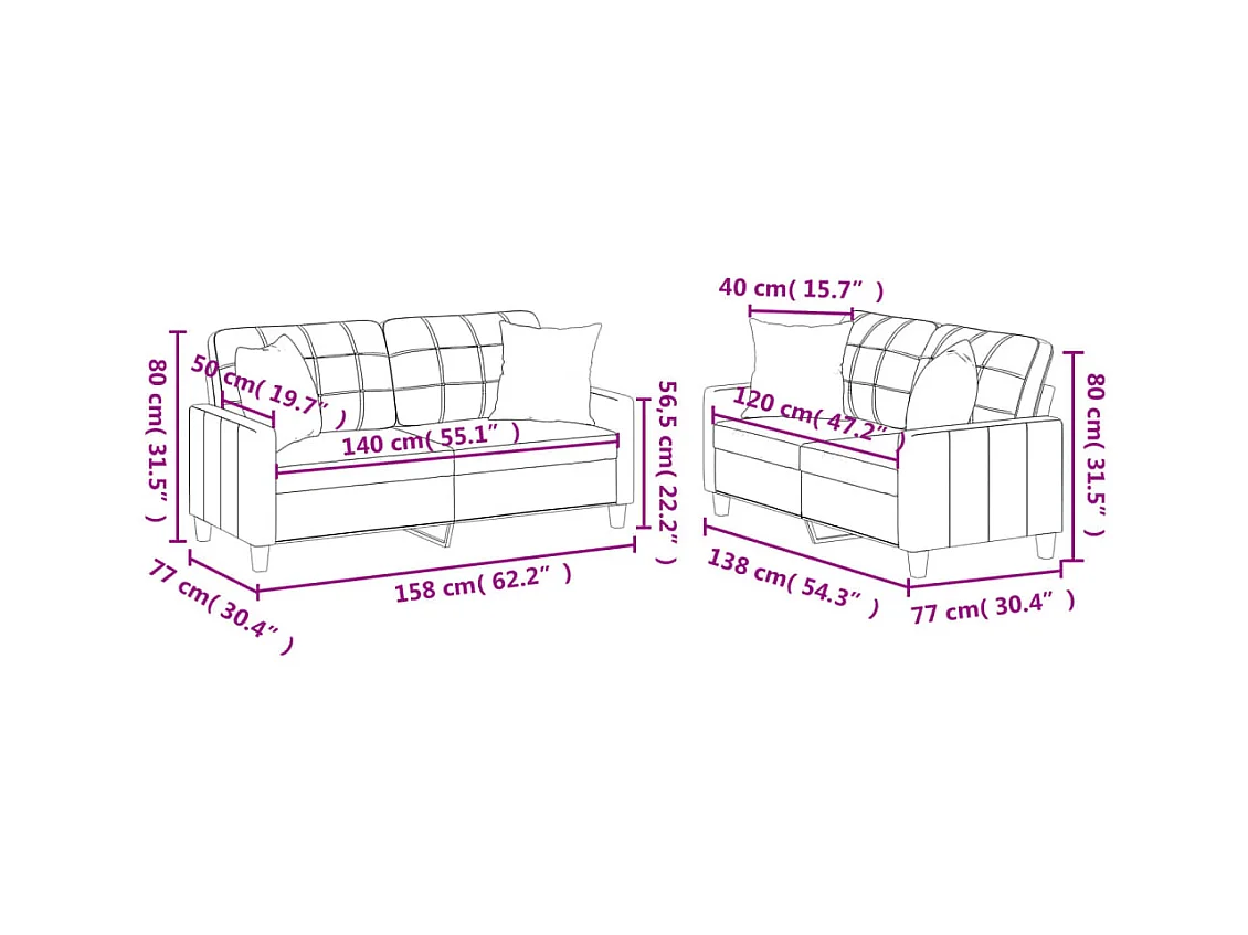 2 peças conjunto sofás com almofadas couro artif. vermelho tinto