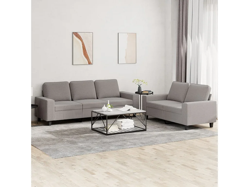 2 peças conjunto de sofás tecido cinzento-acastanhado