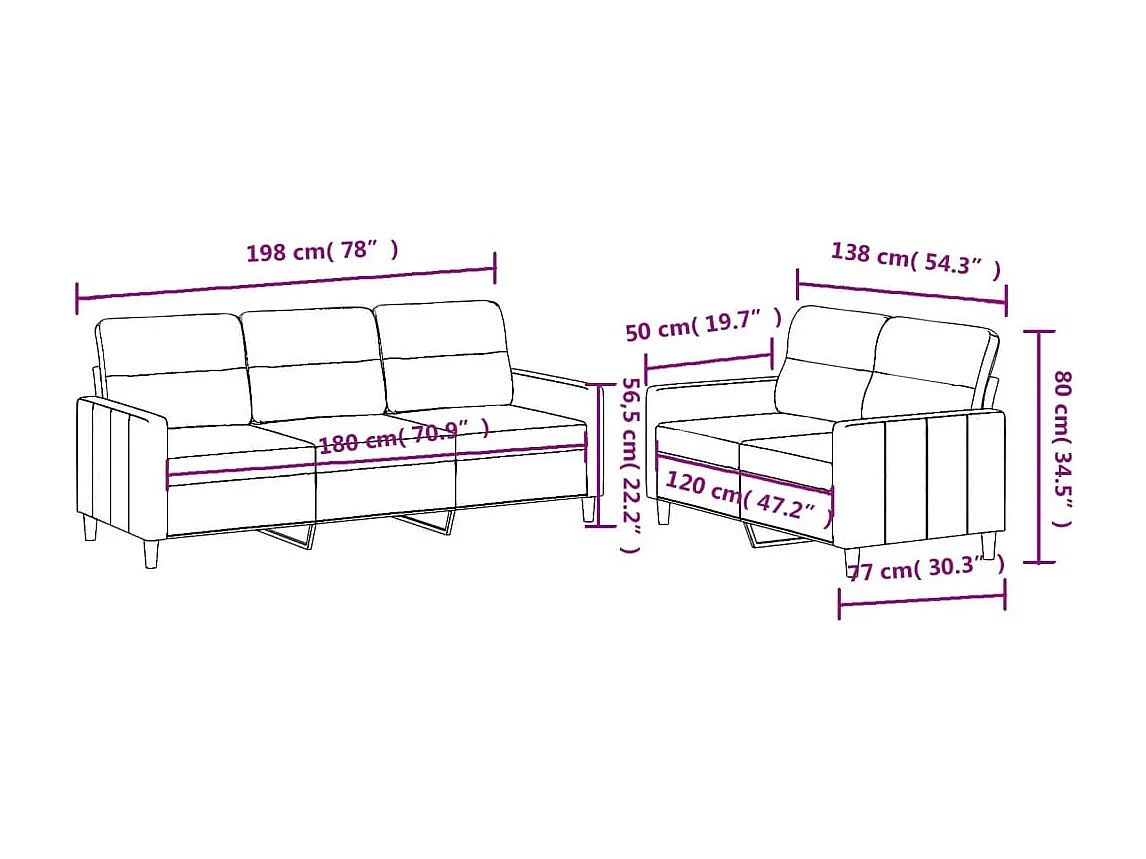 2-delige Loungeset met kussens stof taupe