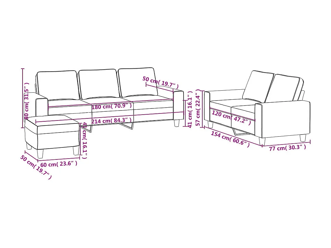 Ensemble de canapés 3 pièces jaune clair tissu
