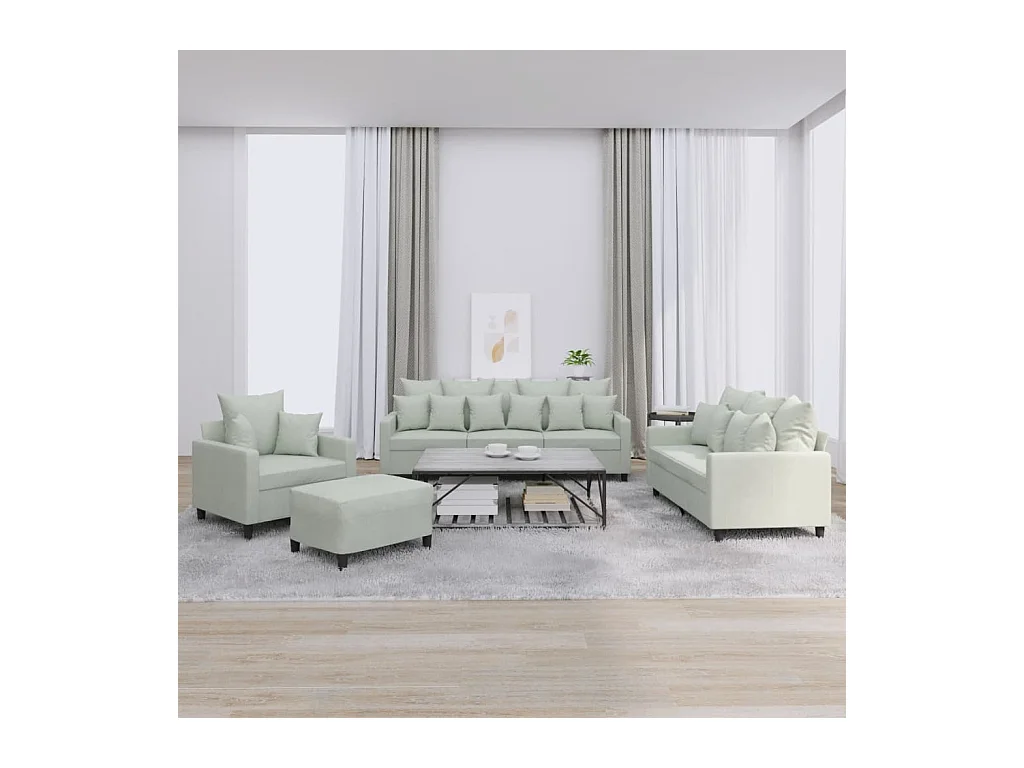 Ensemble de canapés 4 pièces avec coussins Gris clair Velours