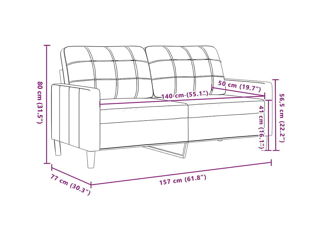 Juego de sofás 2 piezas tela rojo tinto