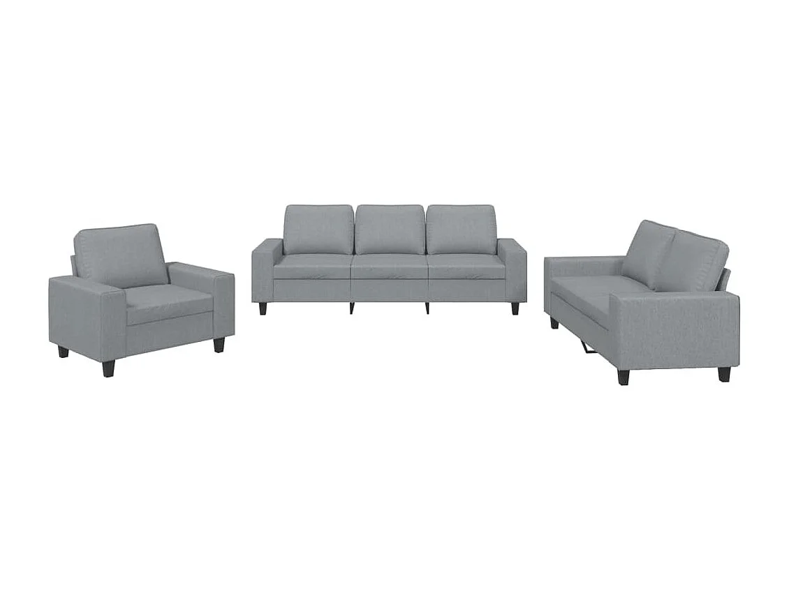 Ensemble de canapés 3 pièces gris clair tissu